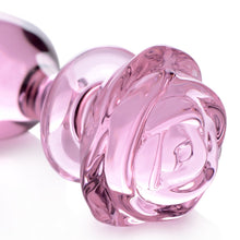 Load image into Gallery viewer, Pink Rose Glass Anal Plug - Large
