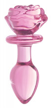 Load image into Gallery viewer, Pink Rose Glass Anal Plug - Medium