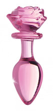 Load image into Gallery viewer, Pink Rose Glass Anal Plug - Medium
